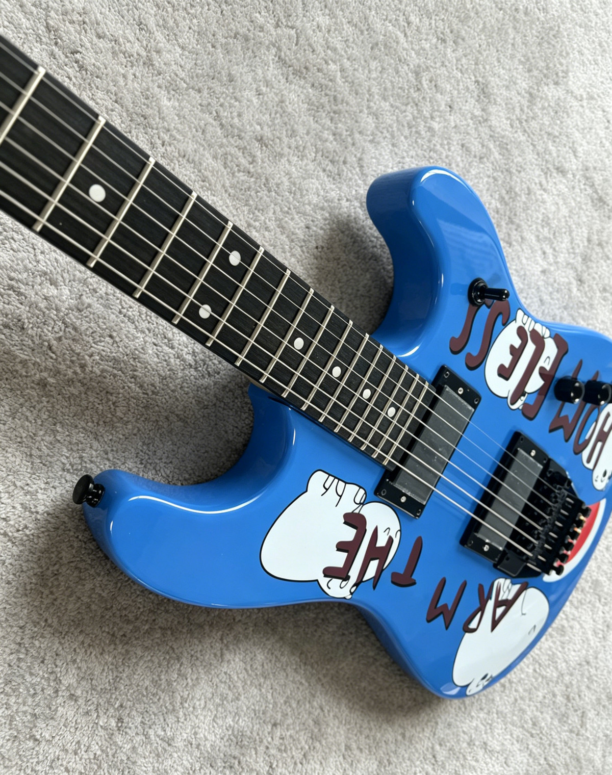 NEW Blue Graphic “Arm The Homeless” Style Electric Guitar HH Pickups Ship US