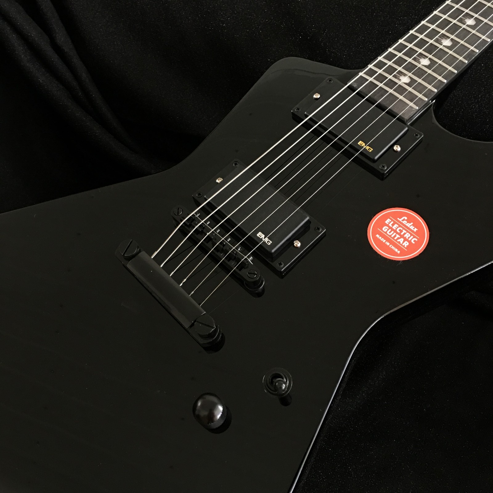 Solid Body Angular Electric Guitar Gloss Black HH Humbuckers Stainless Frets