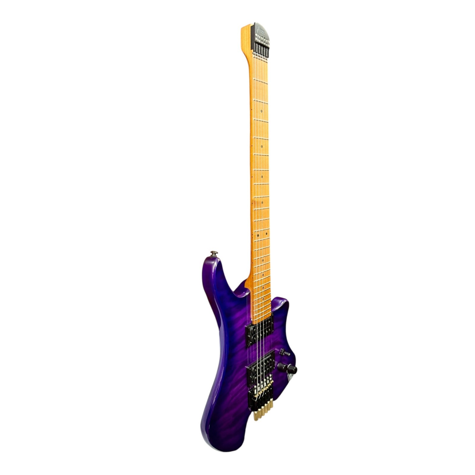 Haze Headless HH Solid Mahogany HHL Electric Guitar – Tiger Purple HL1APQTPU