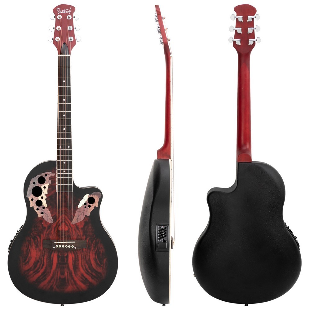 🎸FREE SHIPPING!🎸O Style Acoustic-Electric Guitar +Case/Bag +Strap +Cable!