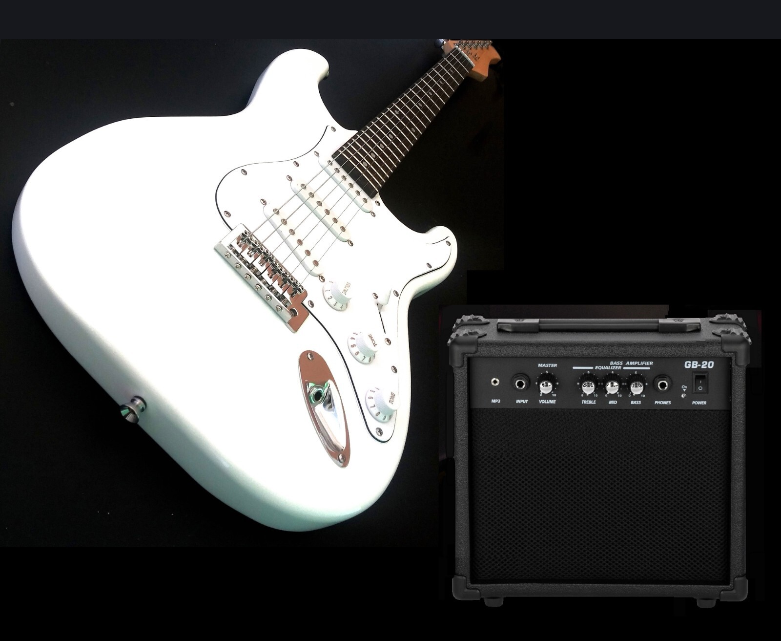🎸FREE SHIPPING!🎸+AMP! S Style Electric Guitar +Case +Whammy +Strap +Picks!