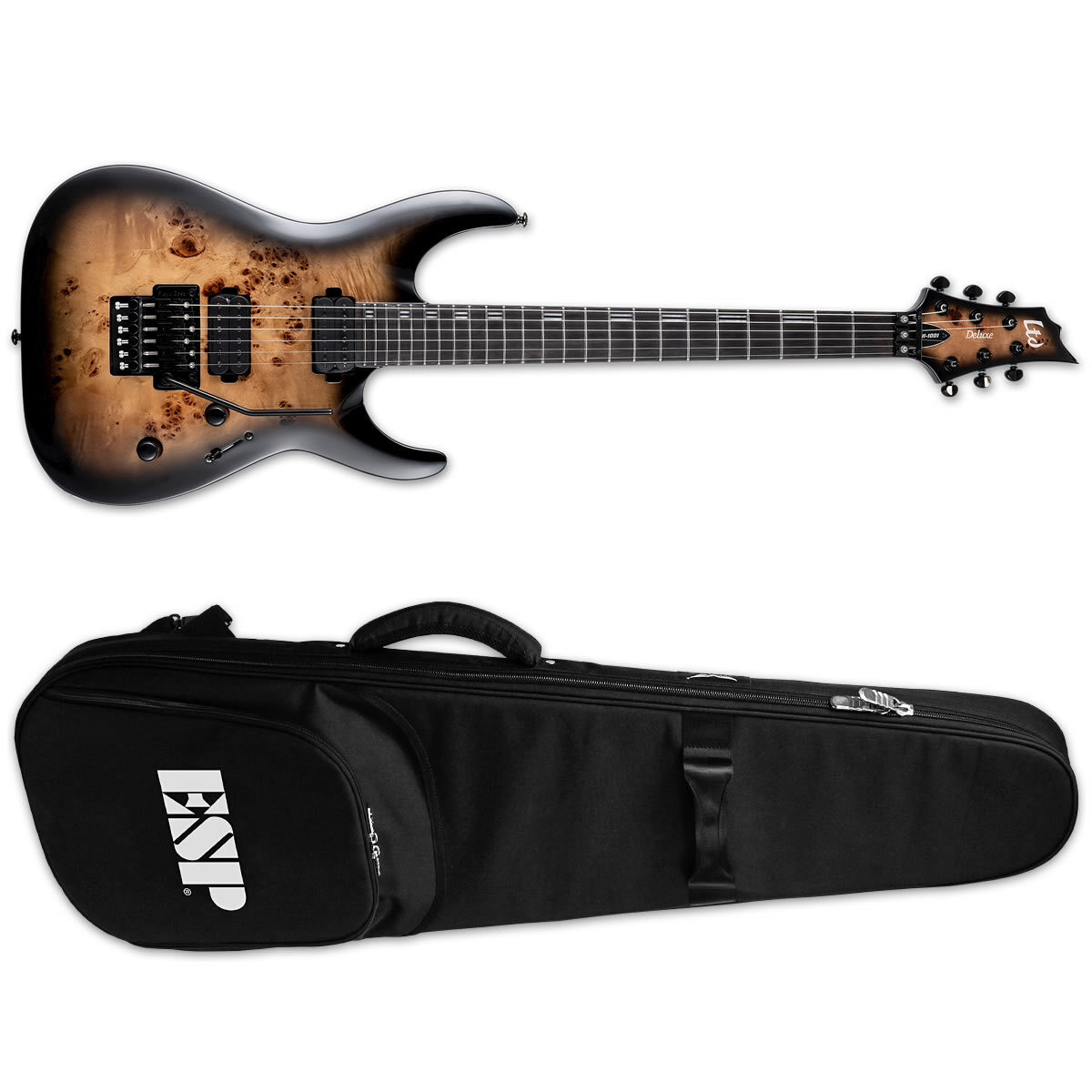 ESP LTD H-1001FR Burled Poplar Black Natural Burst Electric Guitar + ESP Gig Bag