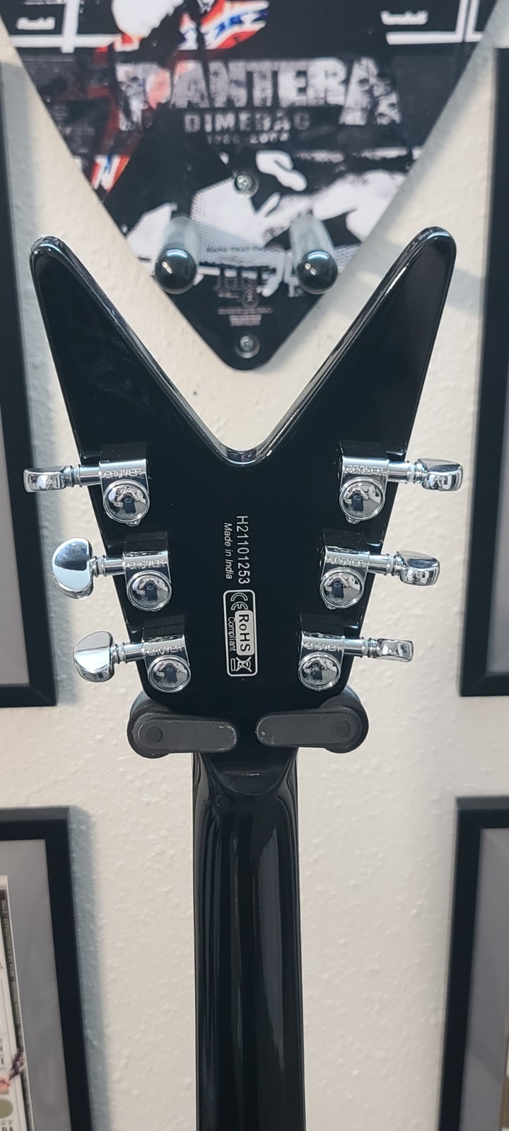 Dean V 79 Black with Custom USA Flag Guitar Skin! Great Cond, Sounds Awesome!