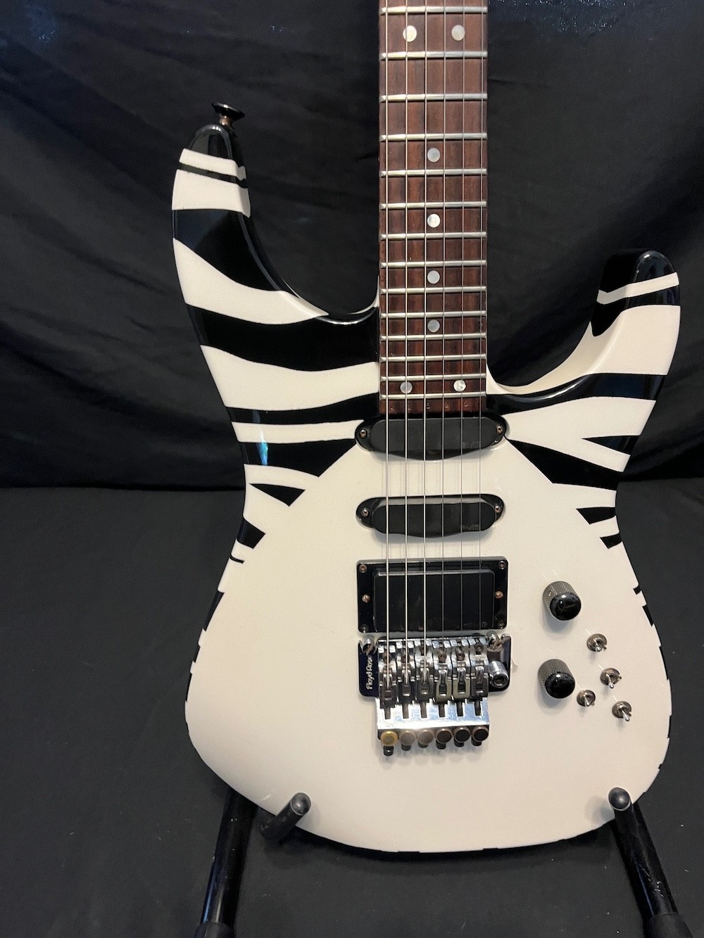 1986 Jackson USA Soloist Platinum Pearl Guitar W/Zebra Stripes W/Case