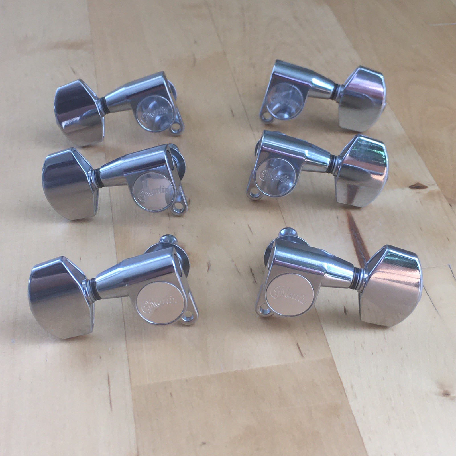 6 Genuine “Martin” Logo Acoustic Guitar Bolt On Chrome Tuners D35 HD28 Low Tab