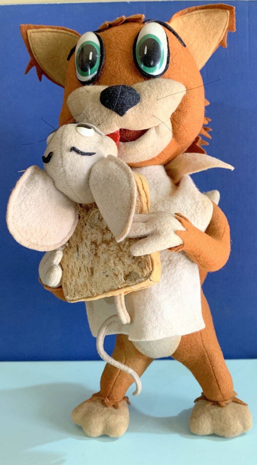VINTAGE TOY DOLL FELT TOM &JERRY tuffy SANDWICH HANNA BARBERA LARS ITALY 1960s