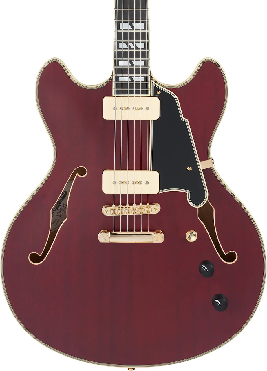 D’Angelico Deluxe DC Semi-hollowbody Electric Guitar – Satin Trans Wine