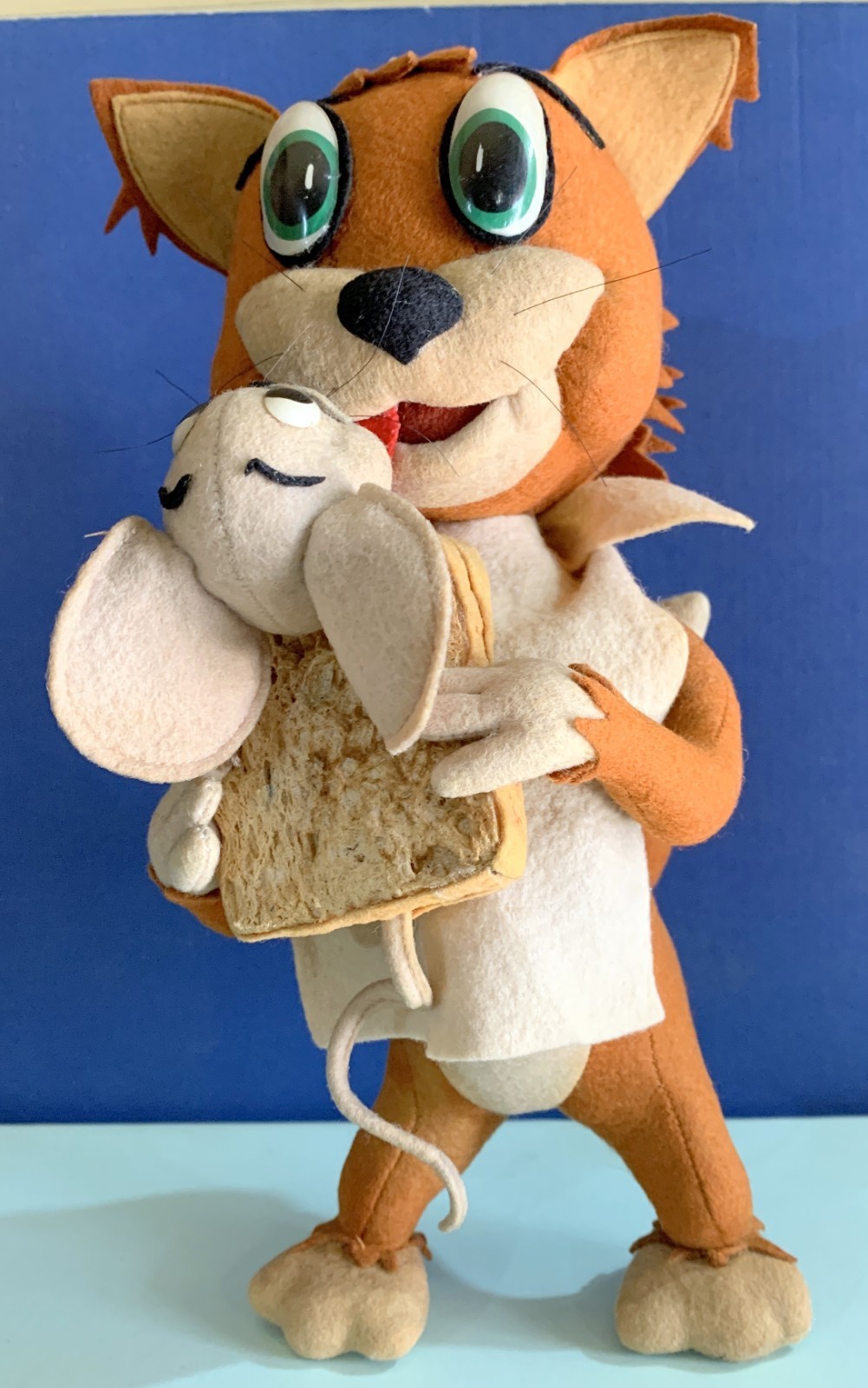 VINTAGE TOY DOLL FELT TOM &JERRY tuffy SANDWICH HANNA BARBERA LARS ITALY 1960s