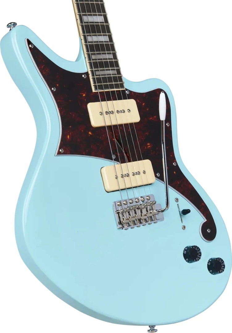 D’Angelico Premier Bedford Solid Body Electric Guitar, Sky Blue with Gig Bag