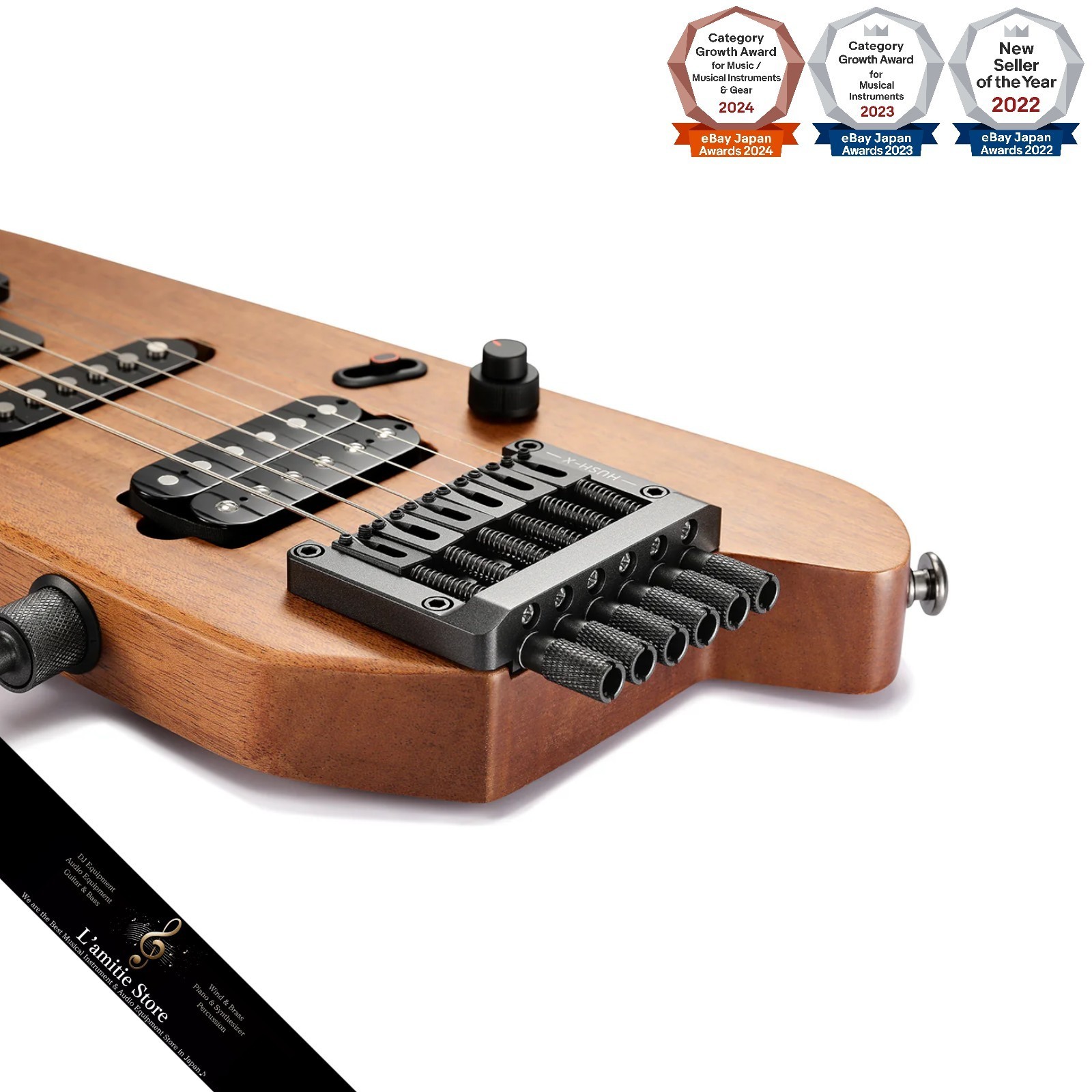 Donner HUSH-X Headless Electric Guitar Travel Compact Lightweight Natural Japan