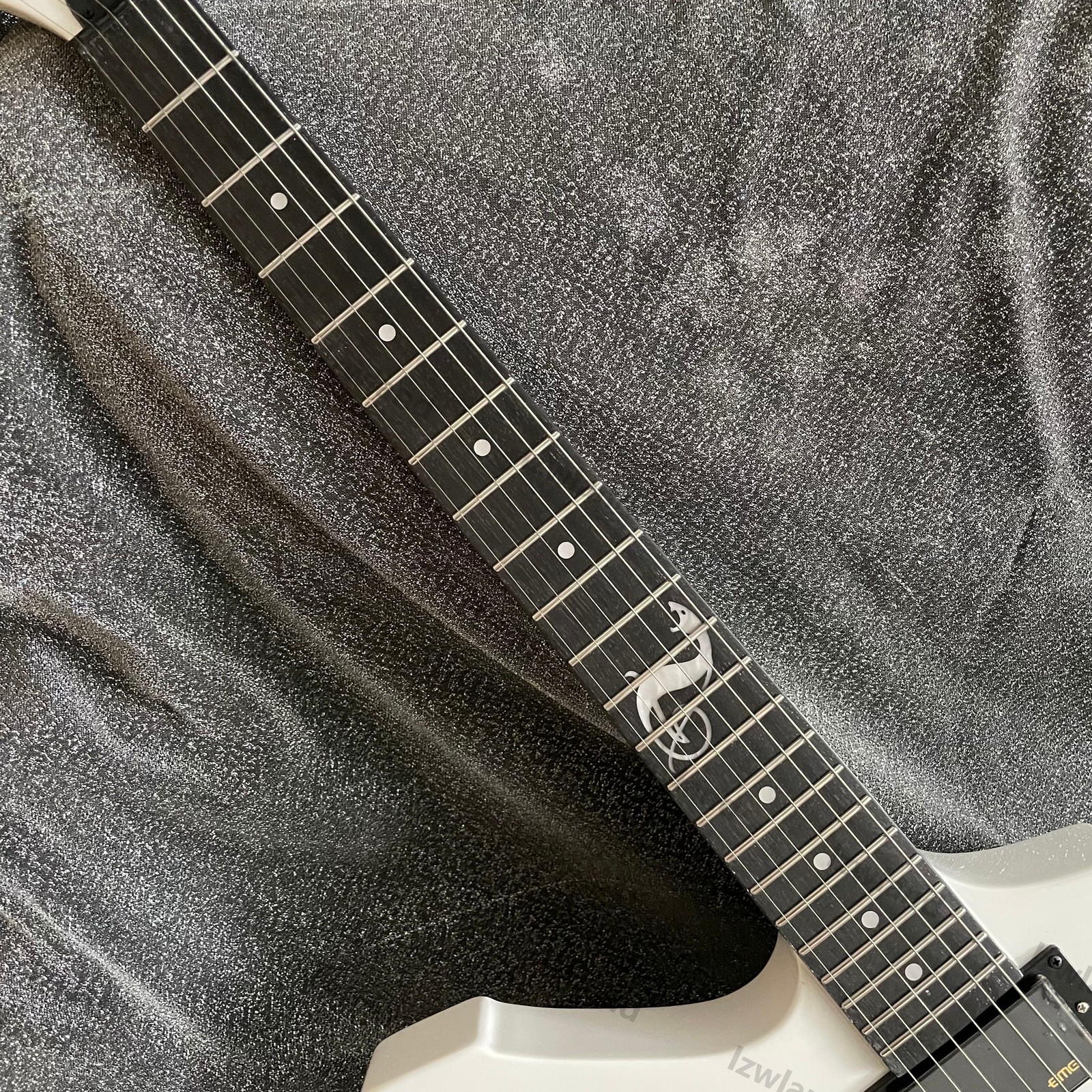 Left-Handed Electric Guitar Active Pickups H-H White Finish Black HW Solid Body