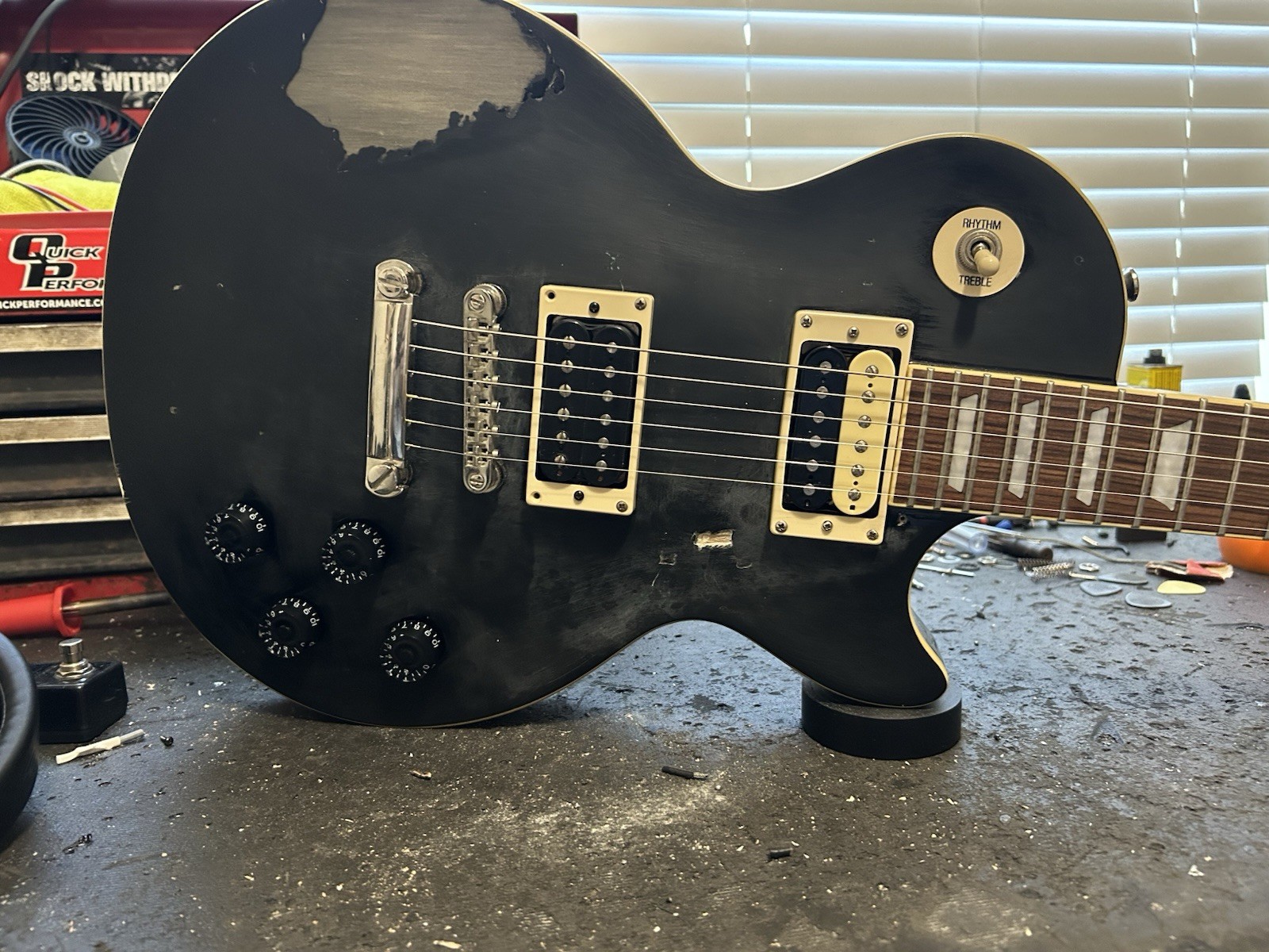 Modded Epiphone Les Paul guitar