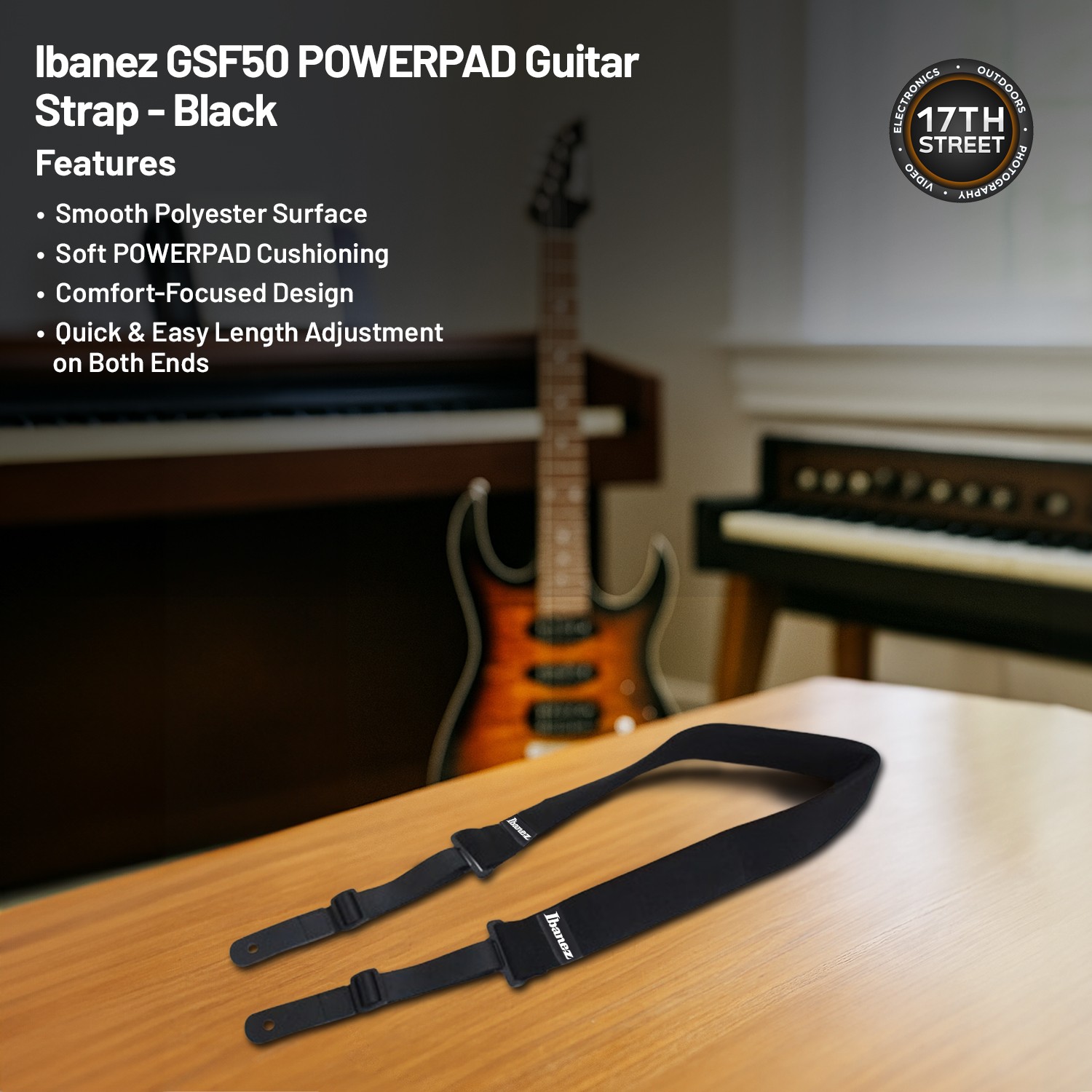 Ibanez 6-String Solid-Body Electric Black Flat Guitar, Full Right Handed Bundle