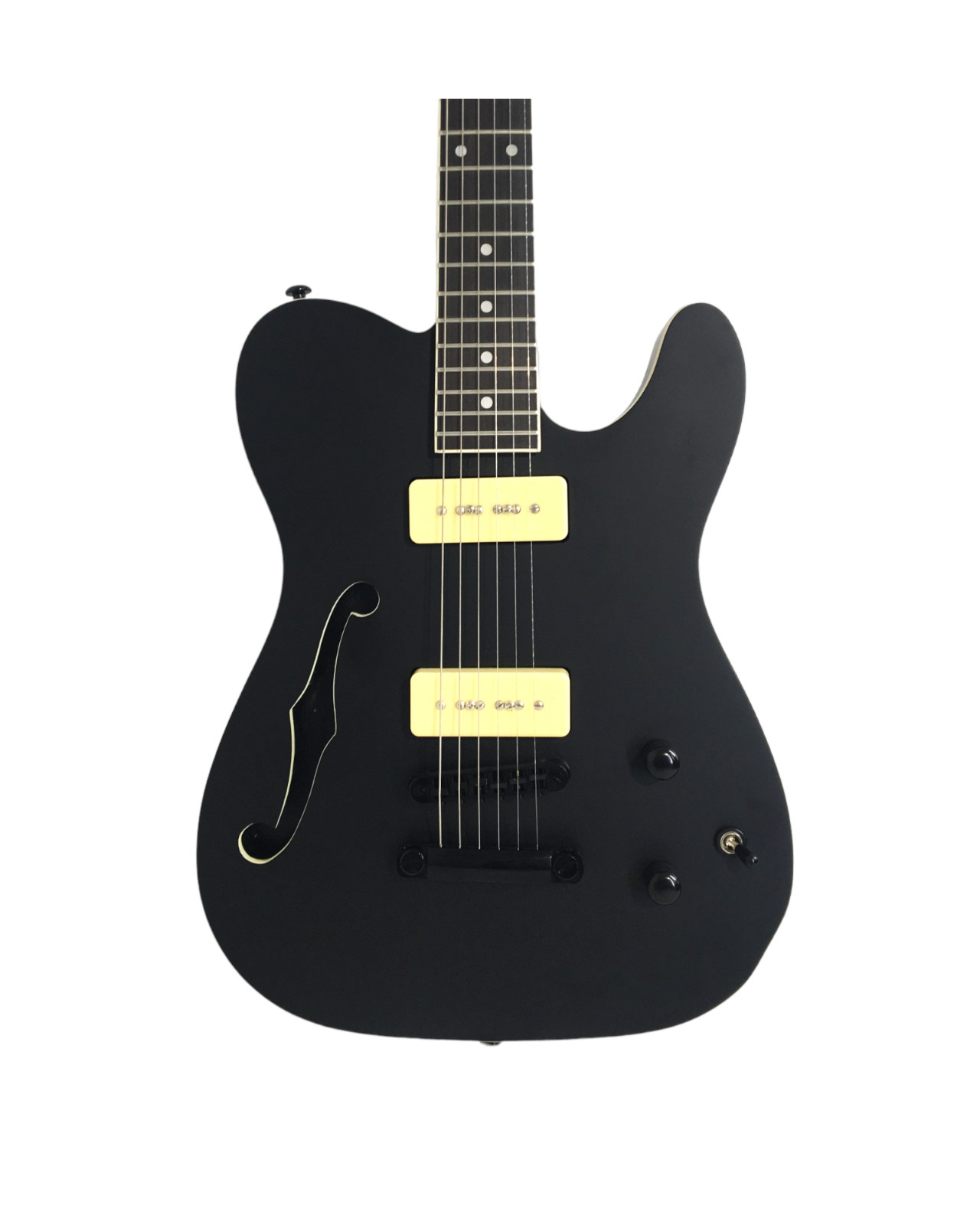 Haze Satin Black Semi-Hollow Body Electric Guitar, H-H + Free Gig Bag. HSE-501BK