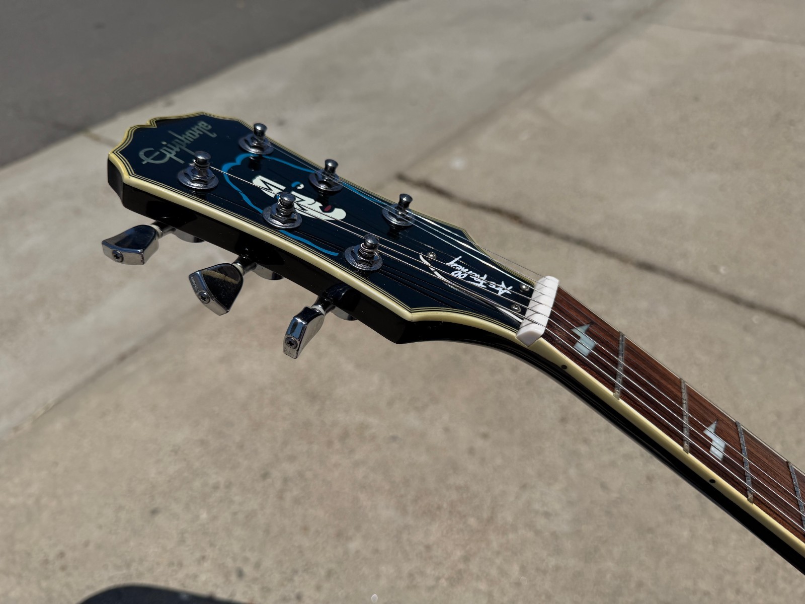 2000 Epiphone Ace Frehley Signature Les Paul Custom Black Burst -w/ VIDEO