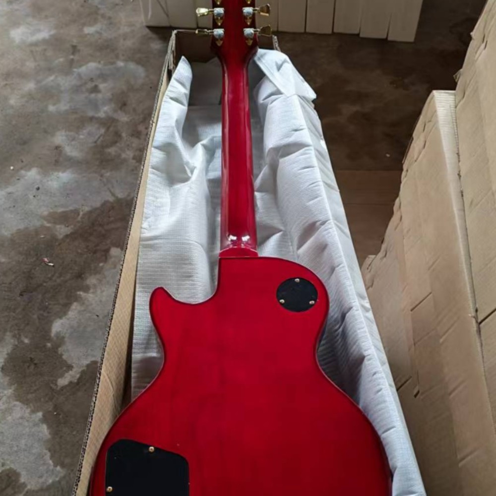 Custom Solid Body “Red Widow” Electric Guitar Gold Hardware Flame Maple Top