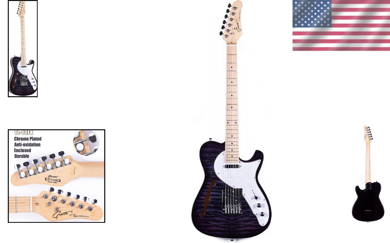 Tele Style Guitar with F-Hole and Chrome Hardware