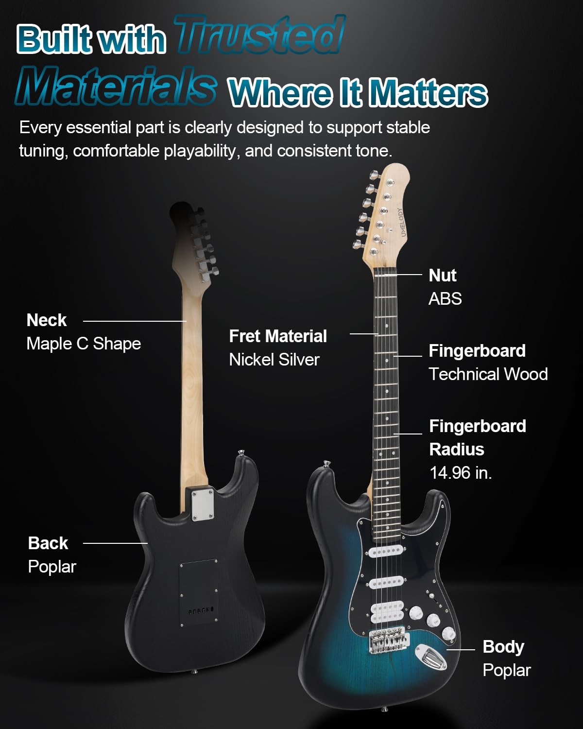 Umelody Blue Black Burst Electric Guitar