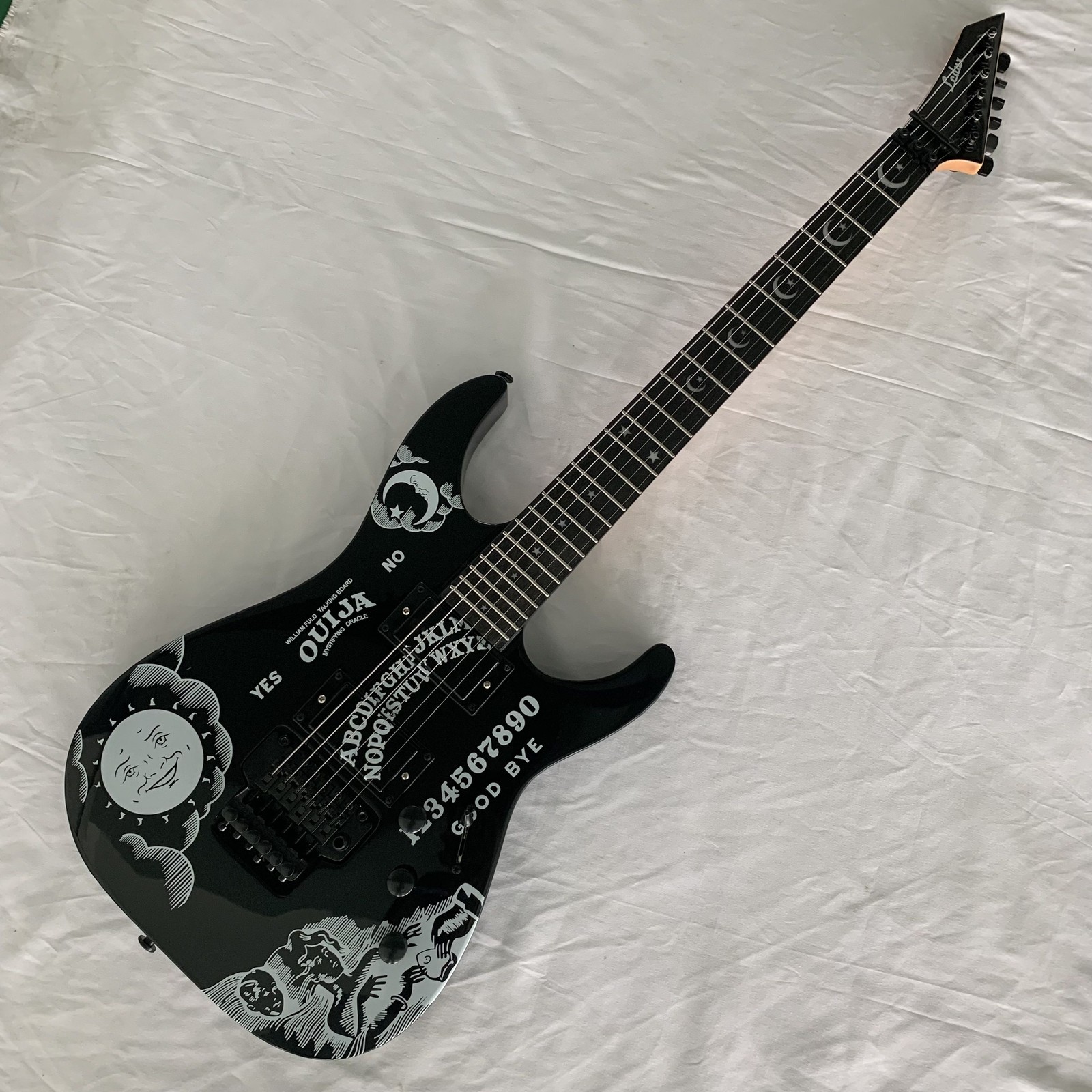 Cutaway Ledux Electric Guitar H-H Pickups Double Tremolo Black Finish Black HW