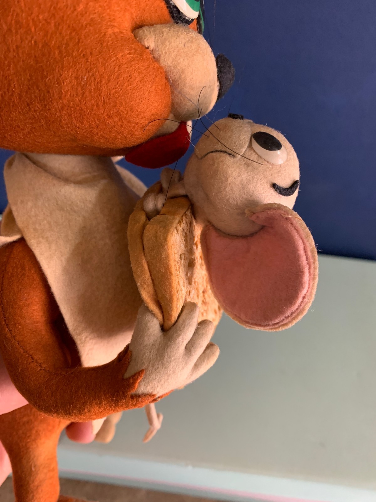 VINTAGE TOY DOLL FELT TOM &JERRY tuffy SANDWICH HANNA BARBERA LARS ITALY 1960s