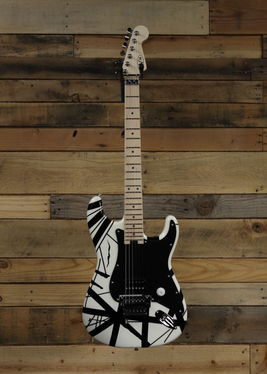 EVH Striped Series Electric Guitar White w/ Black Stripes