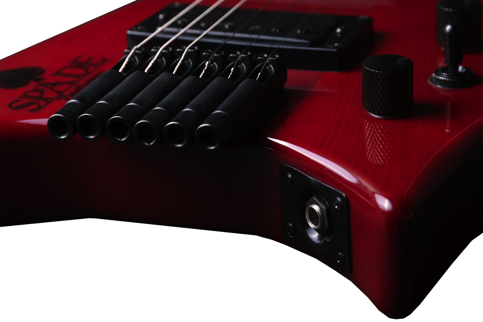 Bootlegger Guitar Burgundy Red Spade Headless Gibson Short Scale 24.75″ wid Case