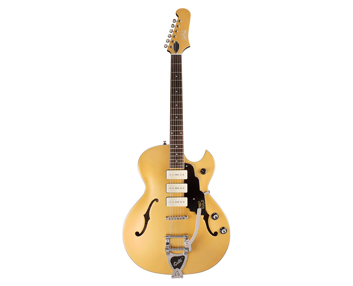 Guild Starfire I Jet 90 Semi-Hollow Guitar w/GVT – Gold Satin – Open Box