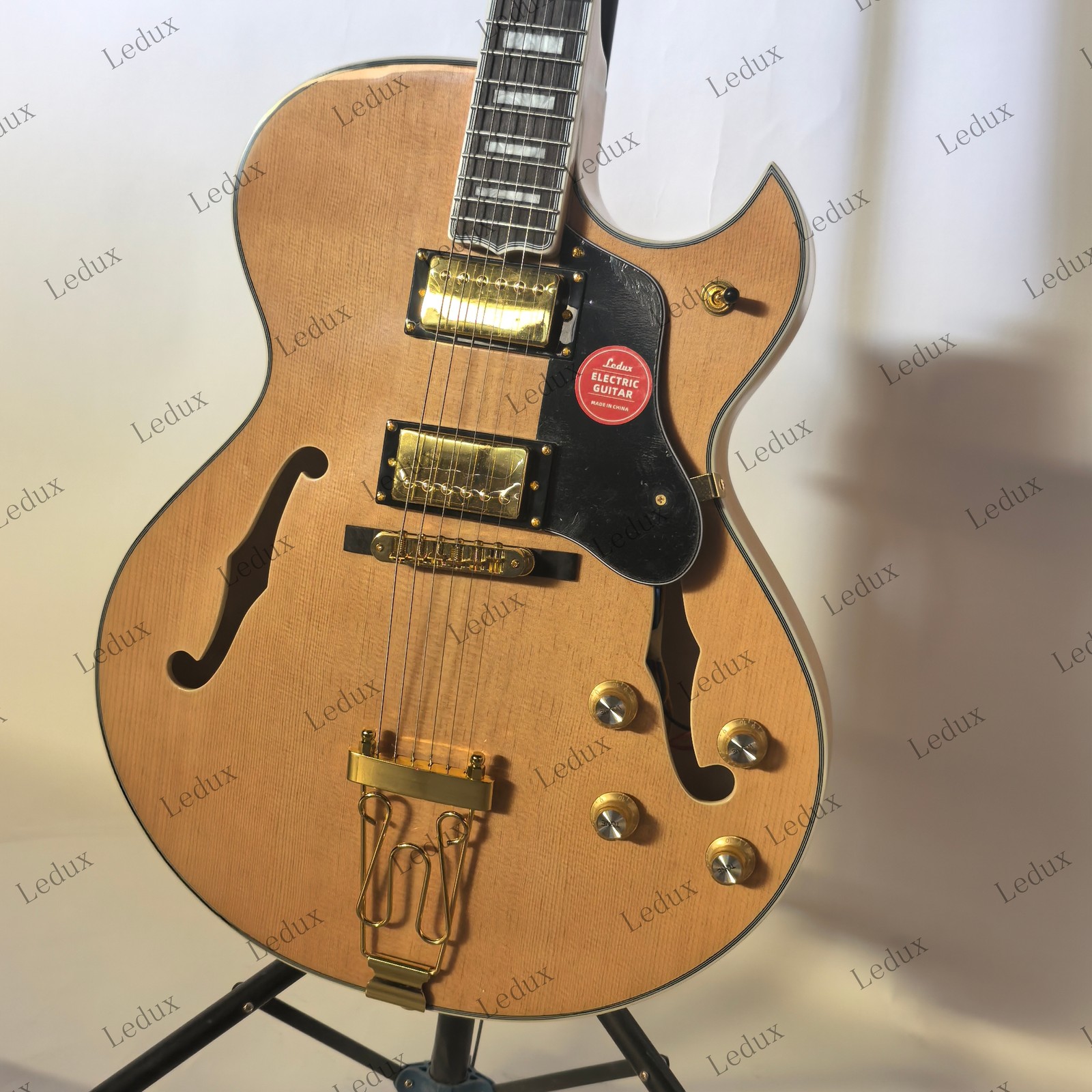Hollow body Electric Guitar Stainless Steel Rounded Frets Bone Nut Natural wood