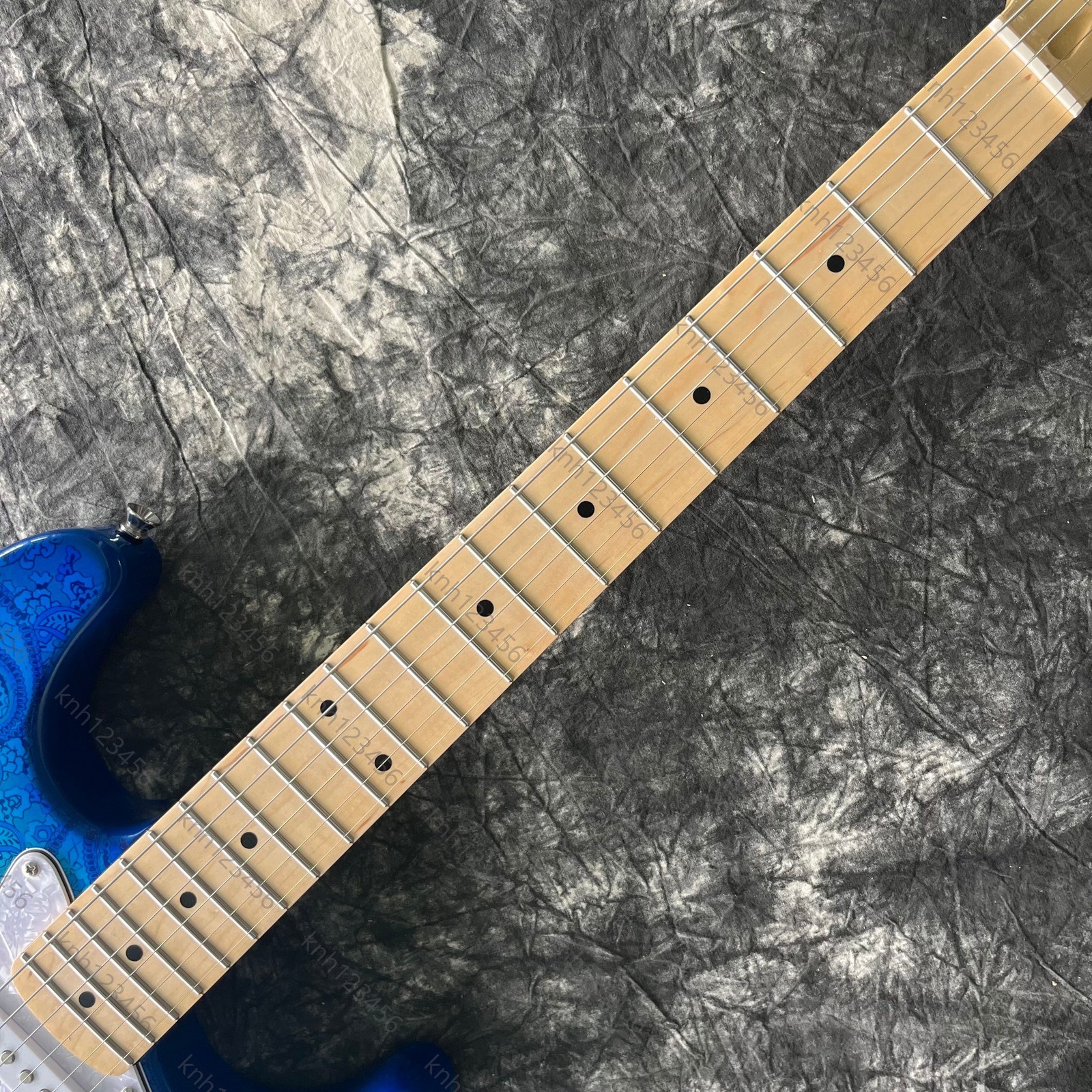 Bright Blue Pattern Double Cutaway Guitar SSS Pickups Tremolo System Free Ship