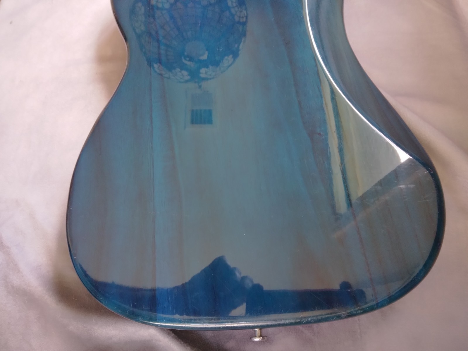 Classic Precision Bass Guitar Clone, Transparent Blue Gloss Finish, Full Scale