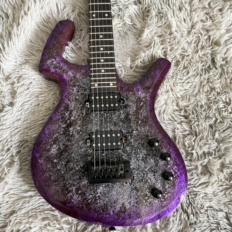 Nebula Purple Irregular Body Rock Electric Guitar H-H Pickups High Quality