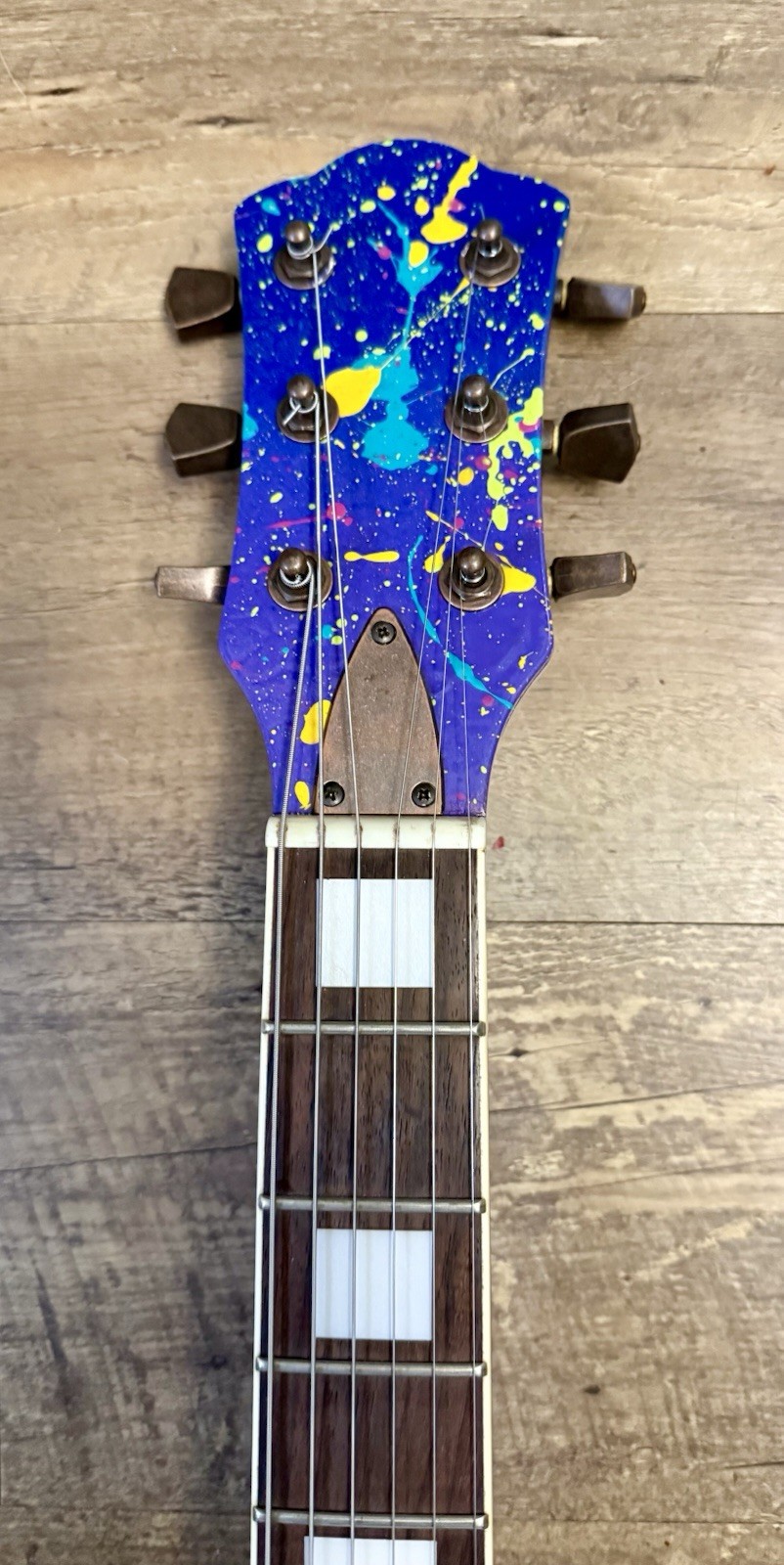 Custom Hand-painted LP Style Guitar – Blue/Purple Splatter Finish