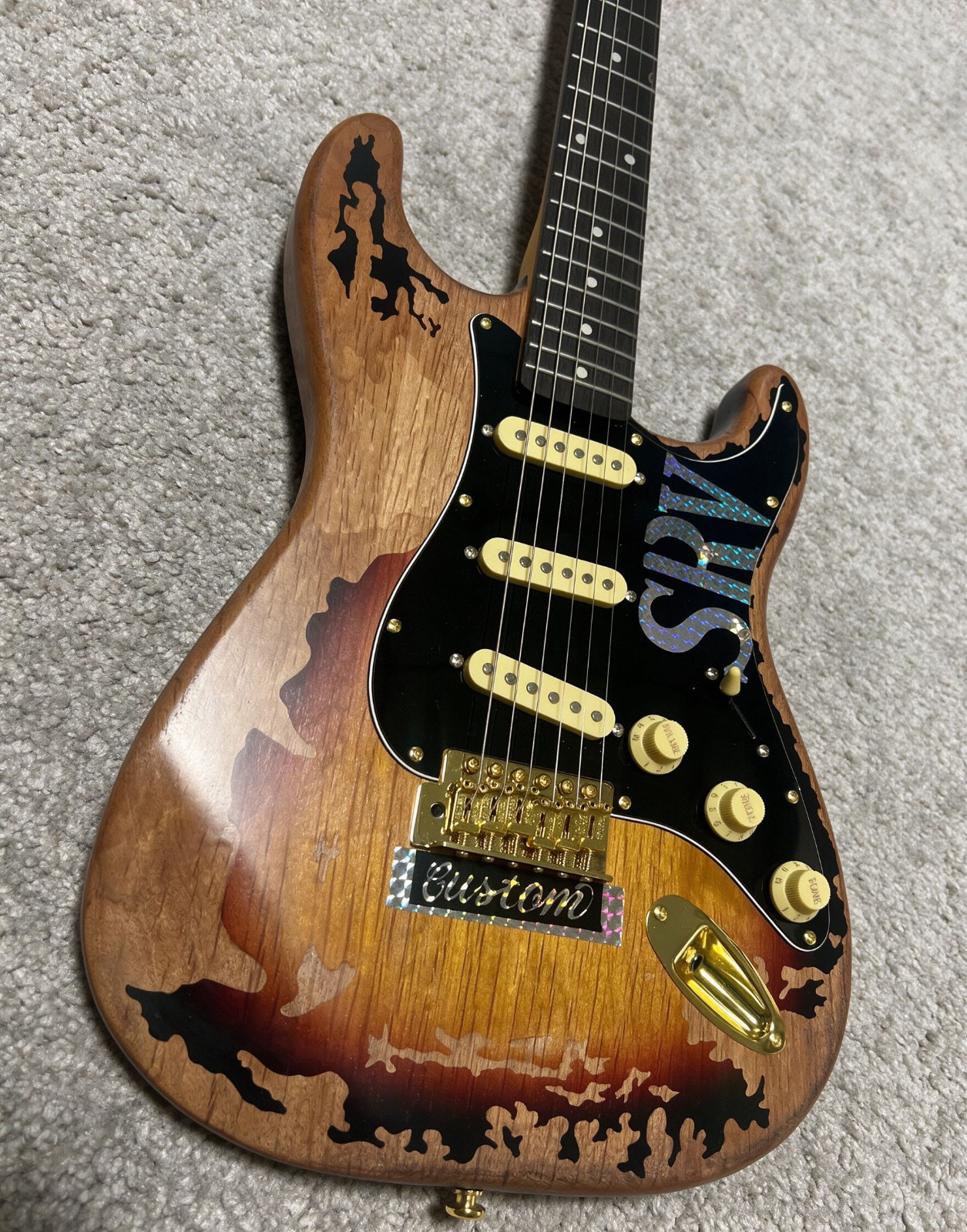 US Ship SRV “Number One” ST Electric Guitar, Heavy Relic Sunburst SSS Pickups