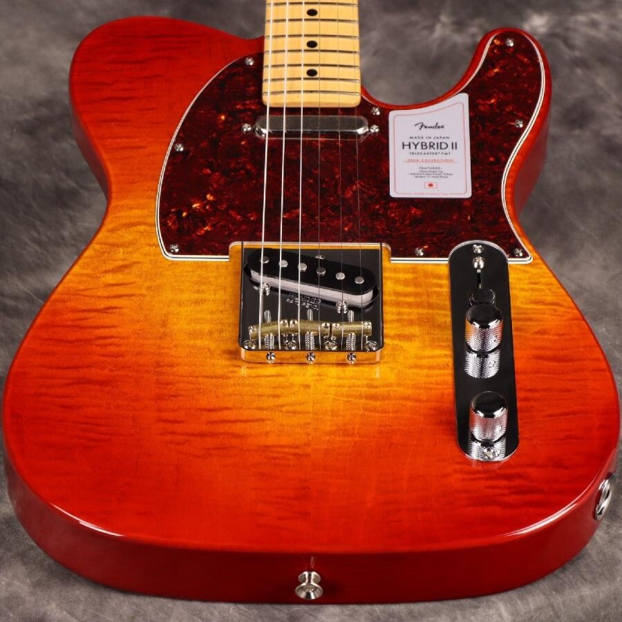 Fender 2024 Collection MIJ Hybrid II Telecaster Flame Sunset Orange