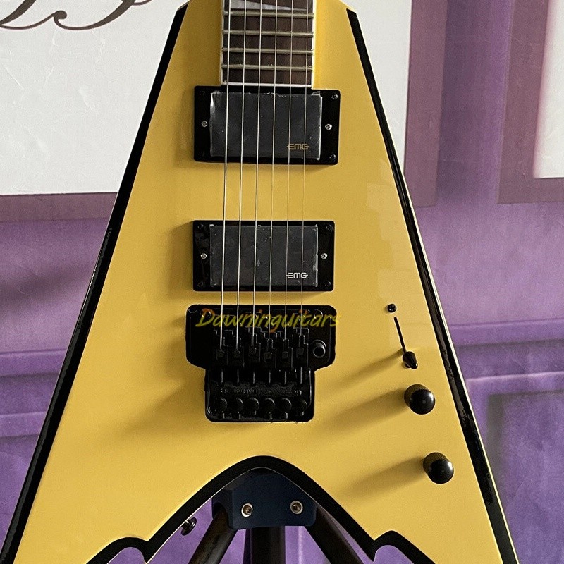 High-End Solid Body Electric Guitar Stainless Steel Fret Gloss Yellow In Stock