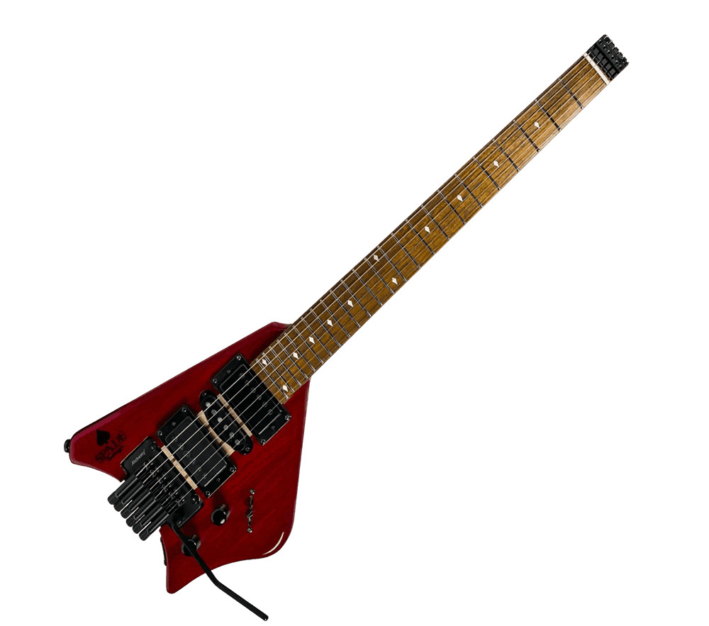 Bootlegger Guitar Spade 25.5″ Headless Guitar Red – HSH, Floating Tremolo + Case