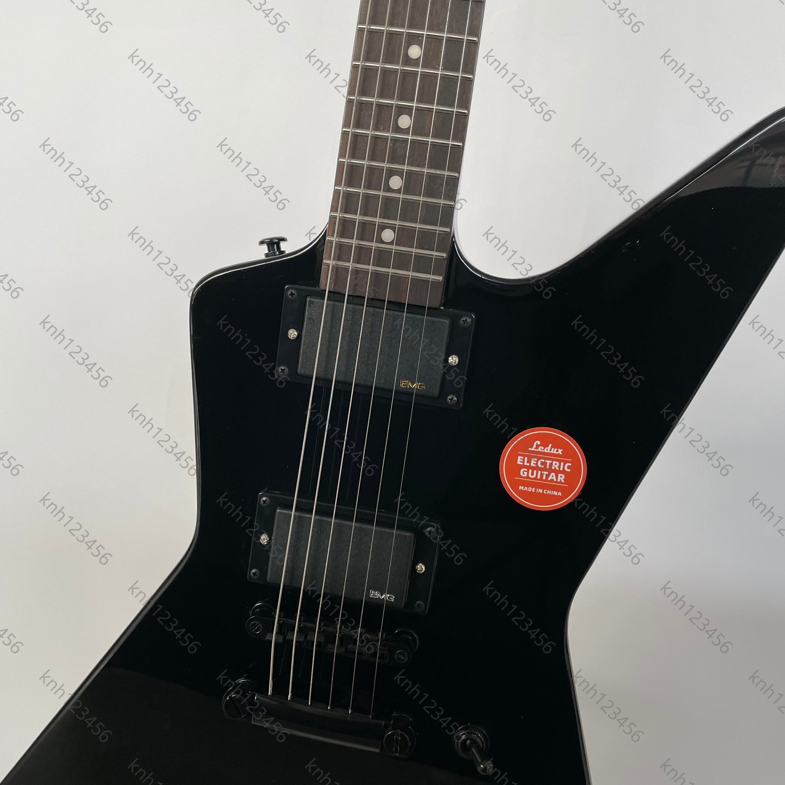 Angular Electric Guitar Gloss Black HH Pickups Stainless Frets Free Shipping