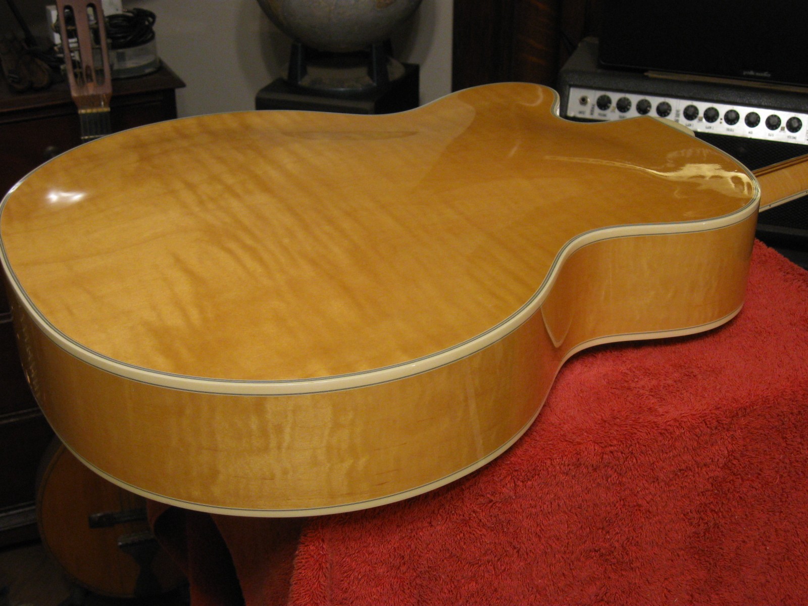 Vintage 1986 Guild X-500 Stuart Flame Maple Blond Guitar Body Neck w/ Case