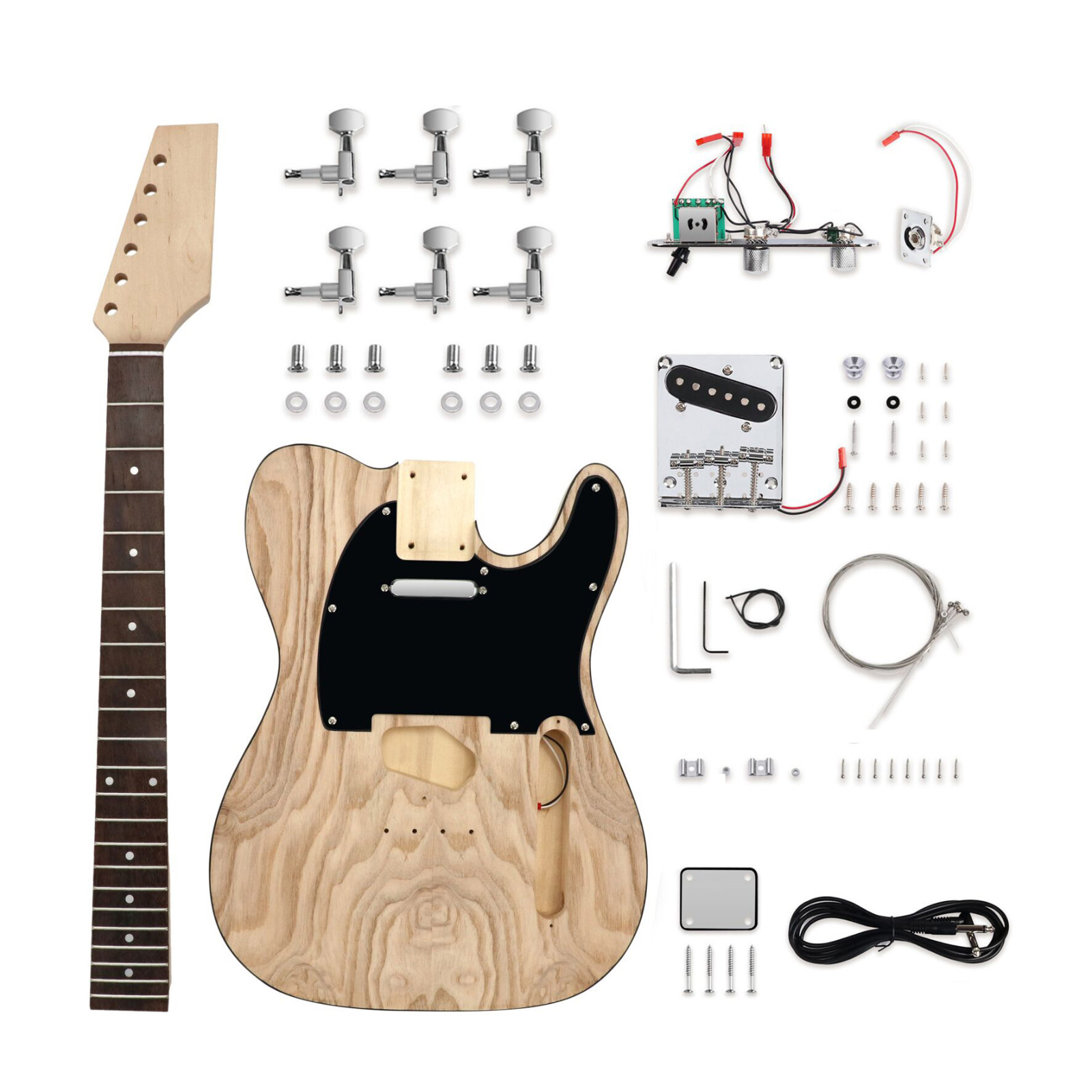 DIY Electric Guitar Kit Beginner Kit TL Style Basswood Body with Ash Burl Top CR