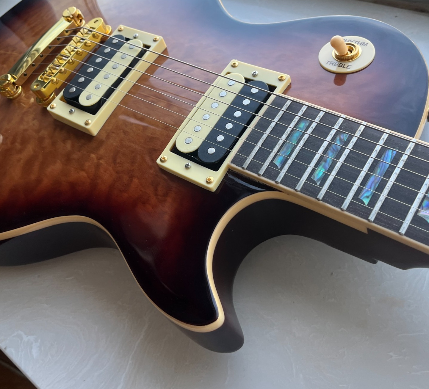 Brown LP Style Electric Guitar Rosewood Fingerboard Zebra pickups