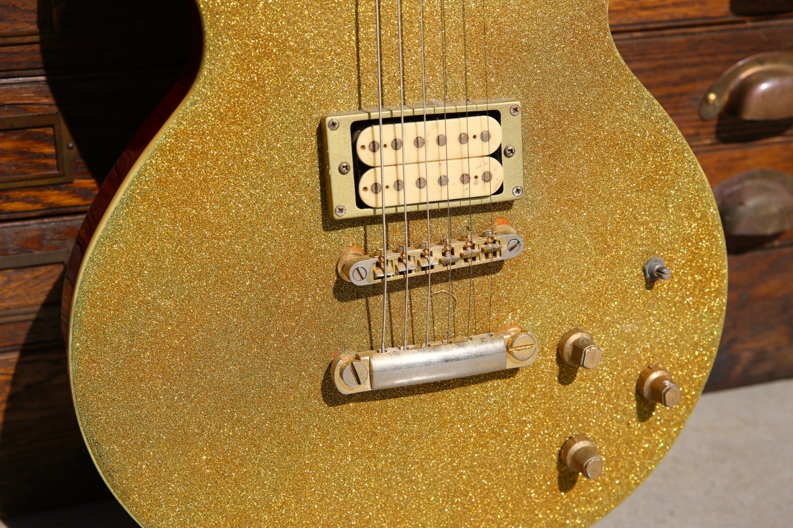Vintage Electric Guitar gold metal flake sparkle custom Japan 6 String 60s 70s