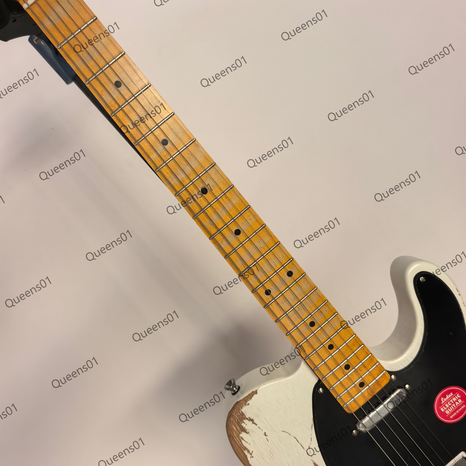 Aged Electric Guitar Stainless Steel Frets Black Pickguard SS Pickup Solid White