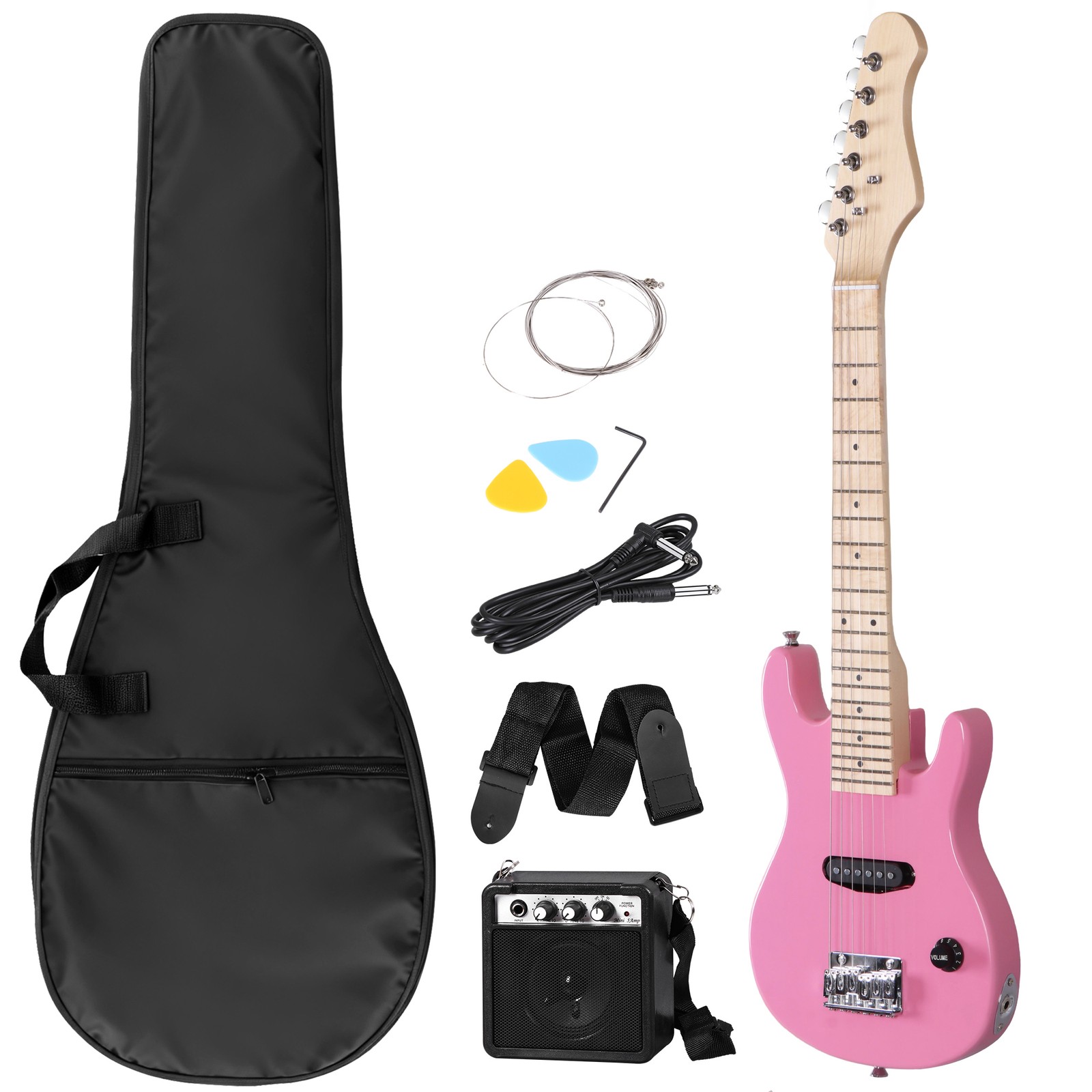 Pink 30″ Kids Child with 5 Watt Amp Gig Bag Case Electric Guitar 6 String