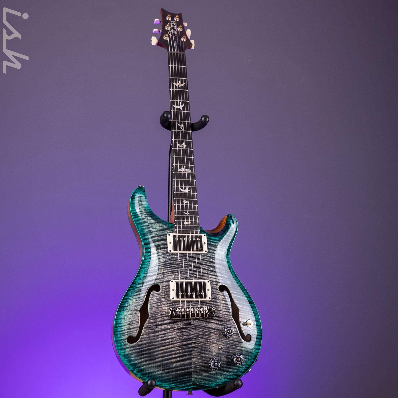 PRS Hollowbody II Piezo Grey Black Turquoise Burst Custom Color