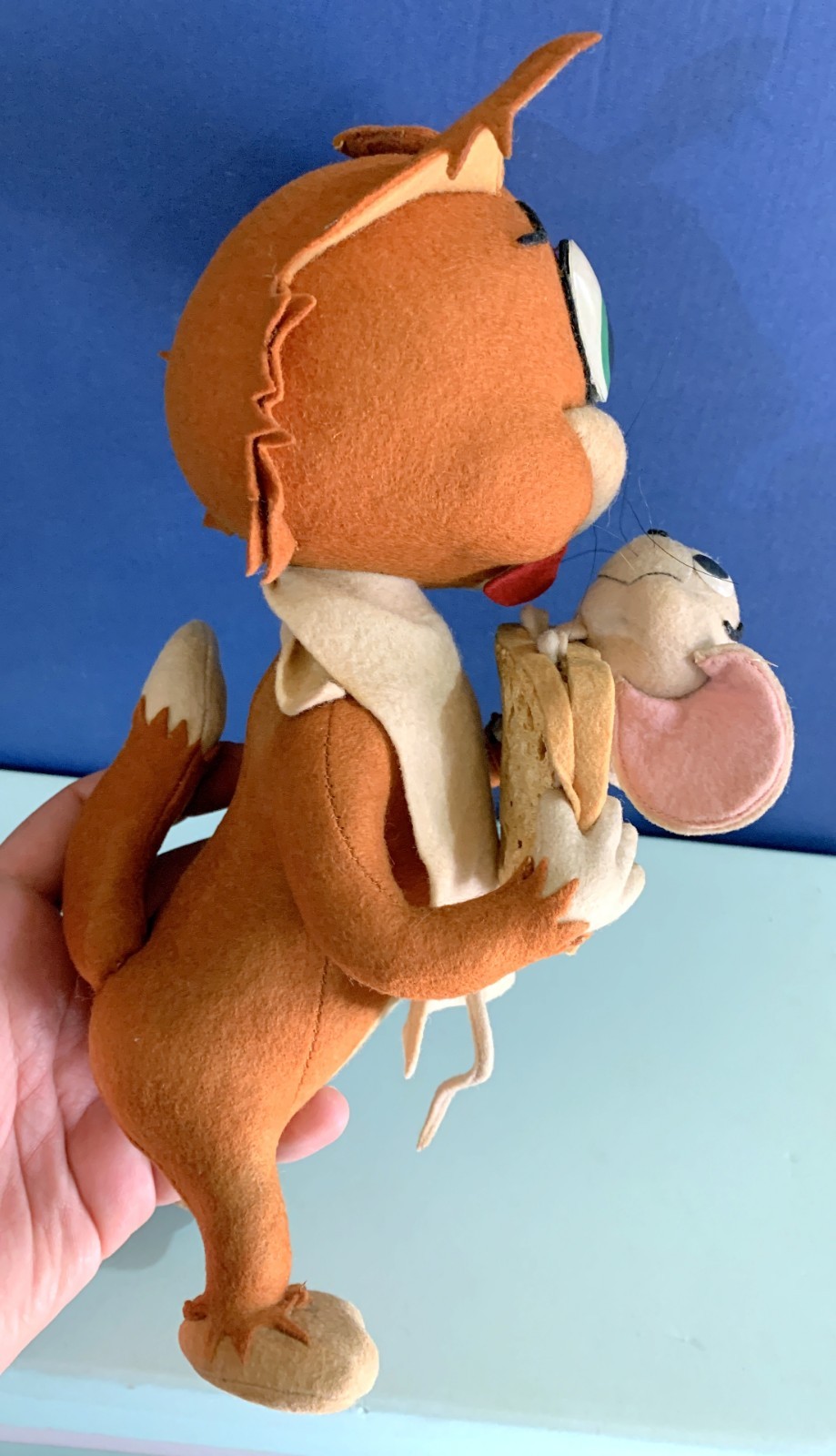 VINTAGE TOY DOLL FELT TOM &JERRY tuffy SANDWICH HANNA BARBERA LARS ITALY 1960s