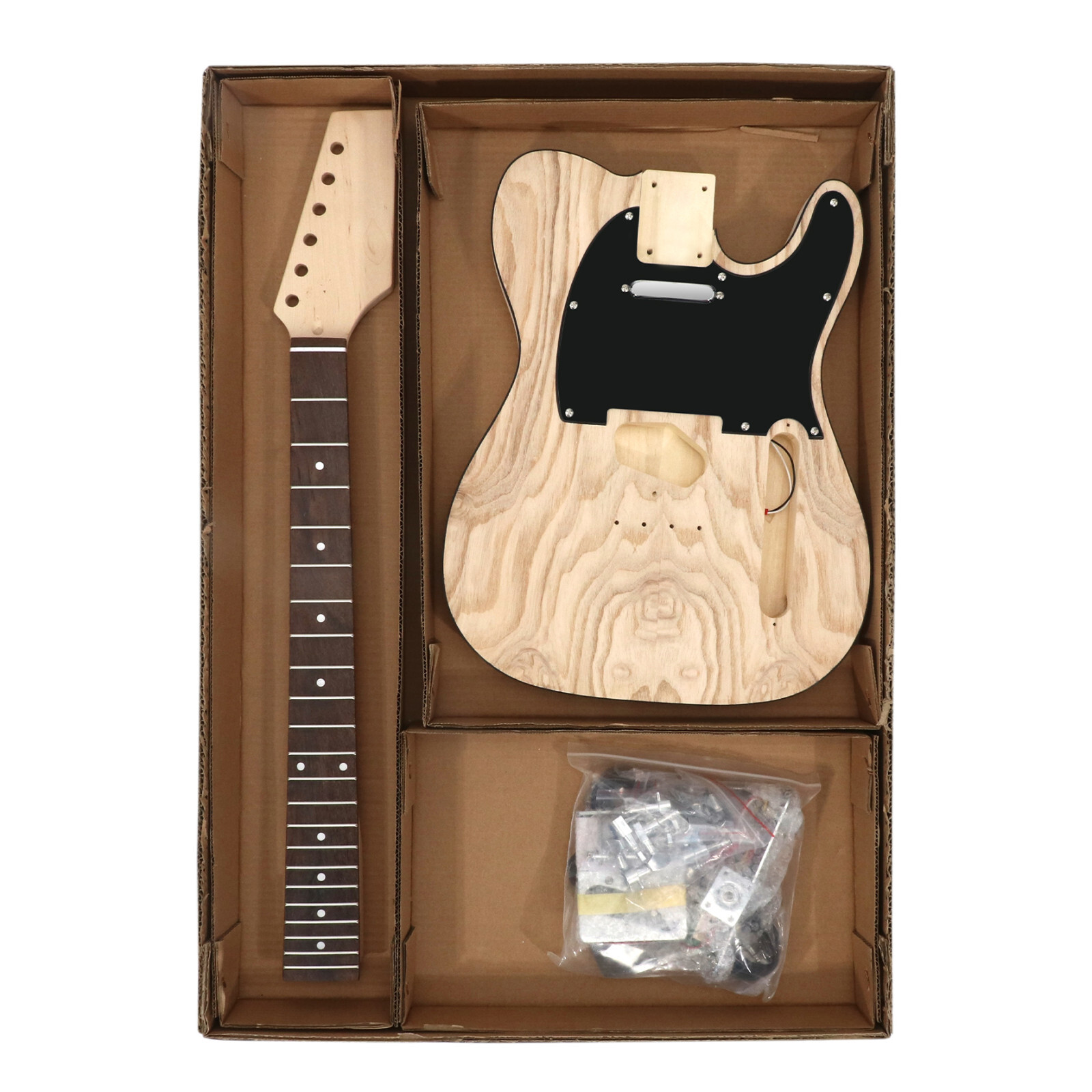 DIY Electric Guitar Kit Beginner Kit TL Style Basswood Body with Ash Burl Top CR