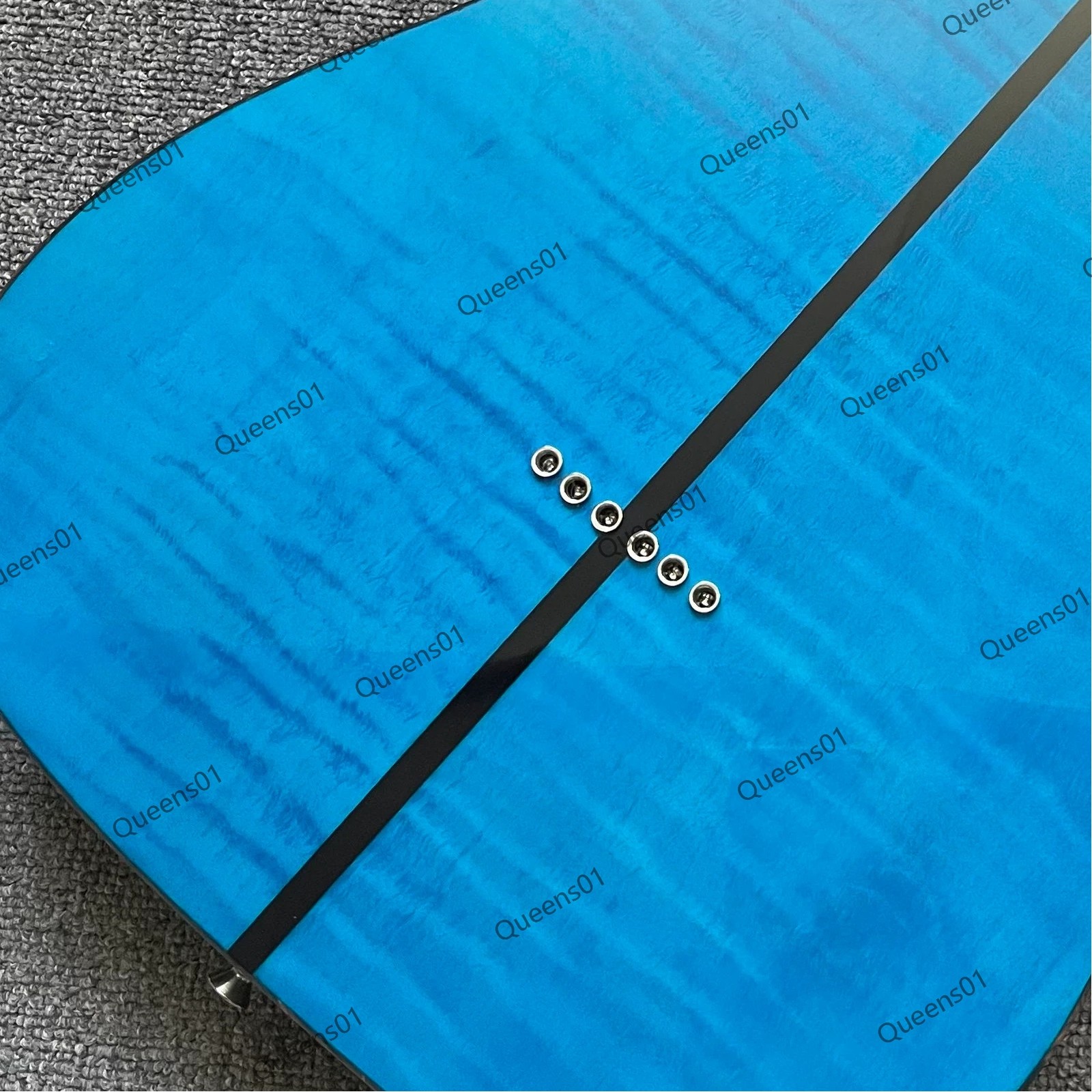 Electric Guitar Chrome Hardware Flamed Maple Top Veneer Solid Transparent Blue