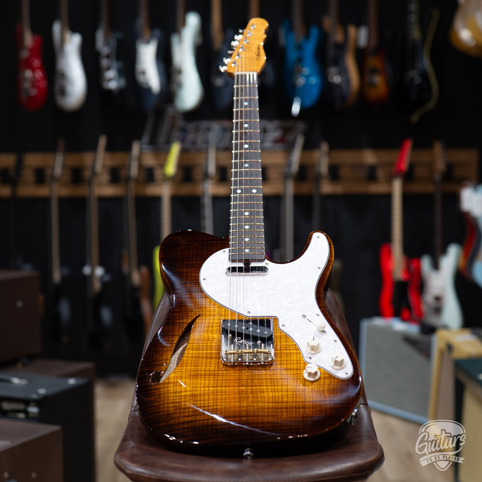 CP Thornton Thinline Classic II Fiddleback Olive Ash w/ Ellis PUs –Tobacco Burst
