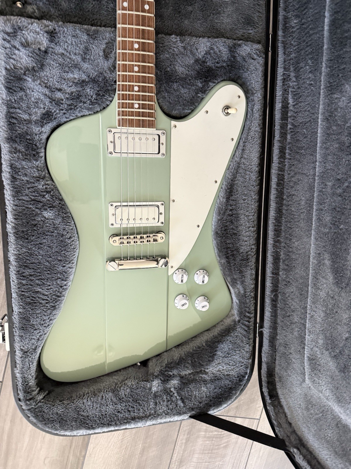 Chando Custom Made Firebird Style Electric Guitar With Case.