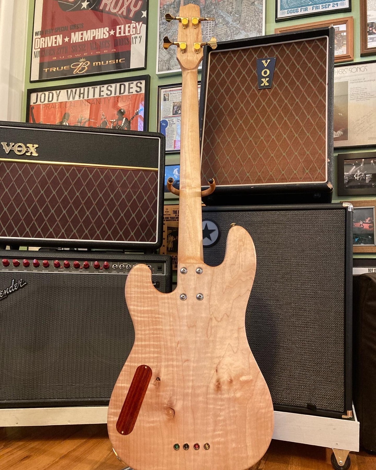 Custom Electric Bass Guitar by Luthier, Colin Warling. Walnut, Padauk, Maple